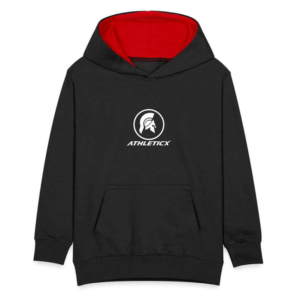 Kinder Kontrast-Hoodie - Schwarz/Rot