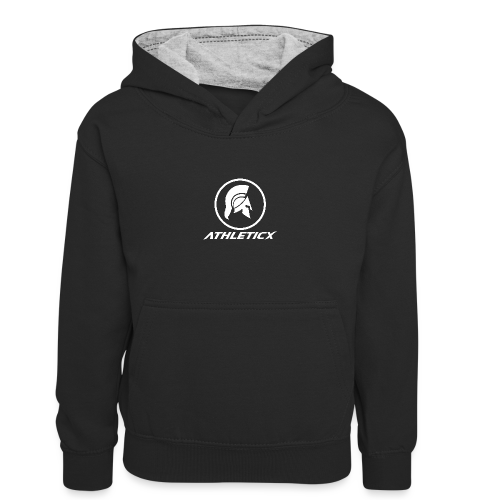 Kinder Kontrast-Hoodie - Schwarz/Grau meliert