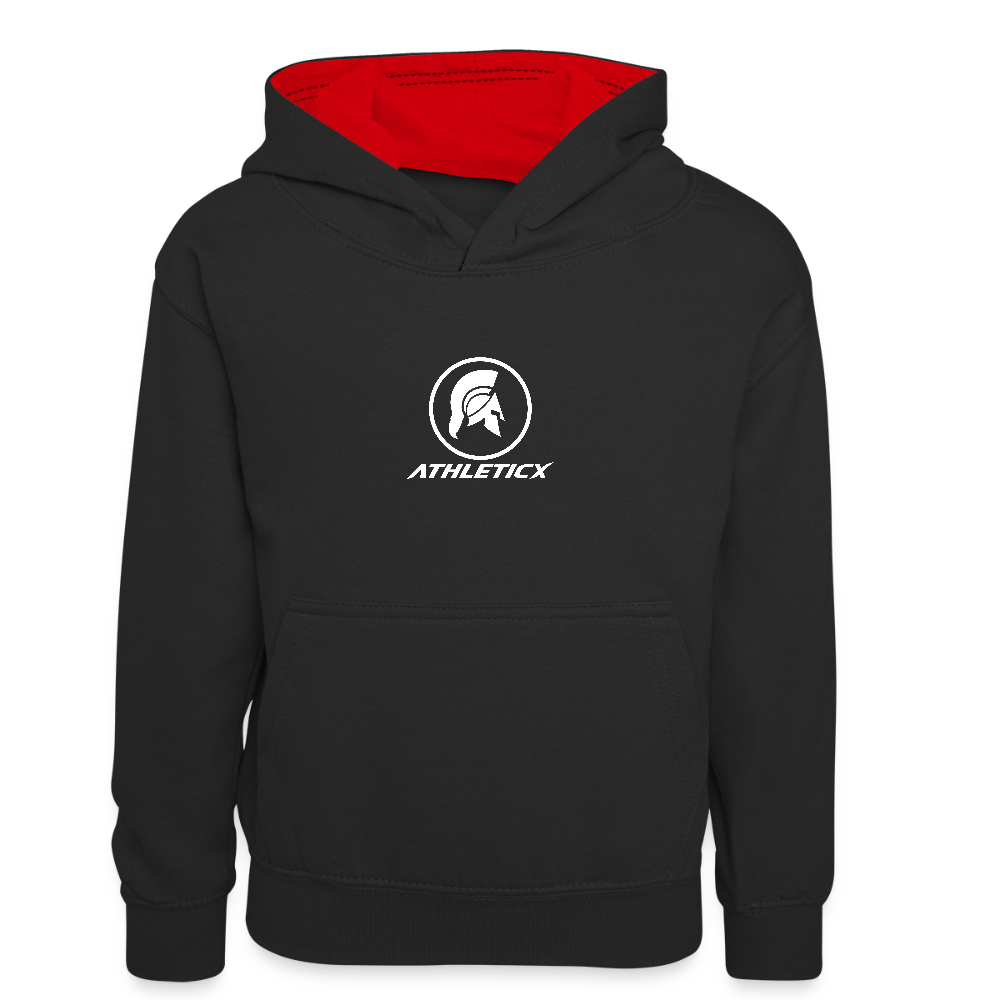 Kinder Kontrast-Hoodie - Schwarz/Rot